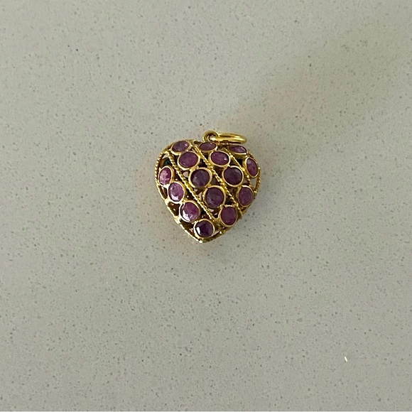 14kt. Yellow Gold Reversible Ruby and Sapphire Heart Pendant